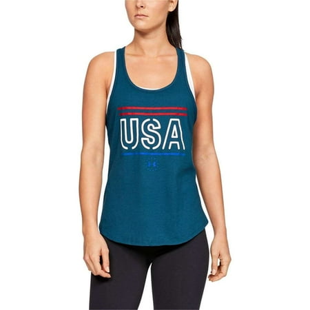 Under Armour Women's Freedom Usa Outdoor Tank Top, Petrol Blue,L - US