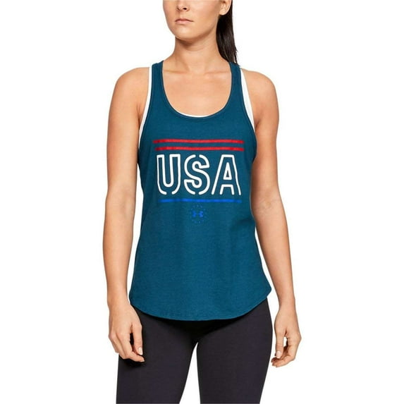 Under Armour Women's Freedom Usa Outdoor Tank Top, Petrol Blue,XS - US