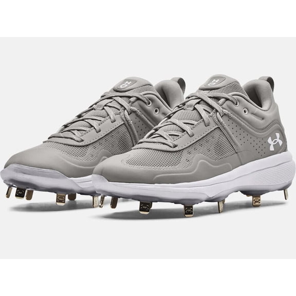 Under Armour Women's Glyde Mt Metal Softball Cleats Grey/White Medium 7 7 Medium US/Grey|White