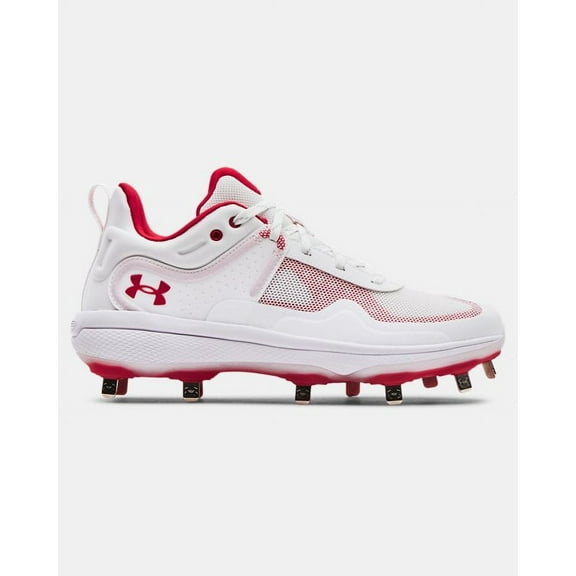 Under Armour Women's Glyde Mt Metal Softball Cleats White/Red Medium 8 8 Medium US/White|Red