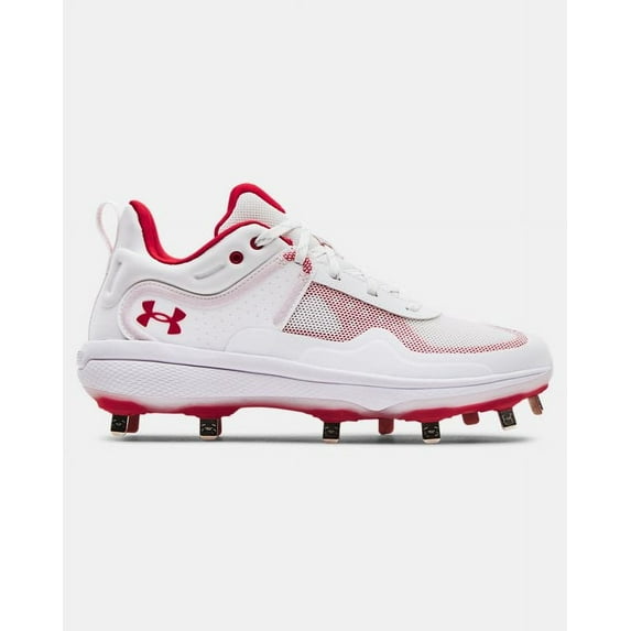 Under Armour Women's Glyde Mt Metal Softball Cleats White/Red Medium 9.5 9.5 Medium US/White|Red