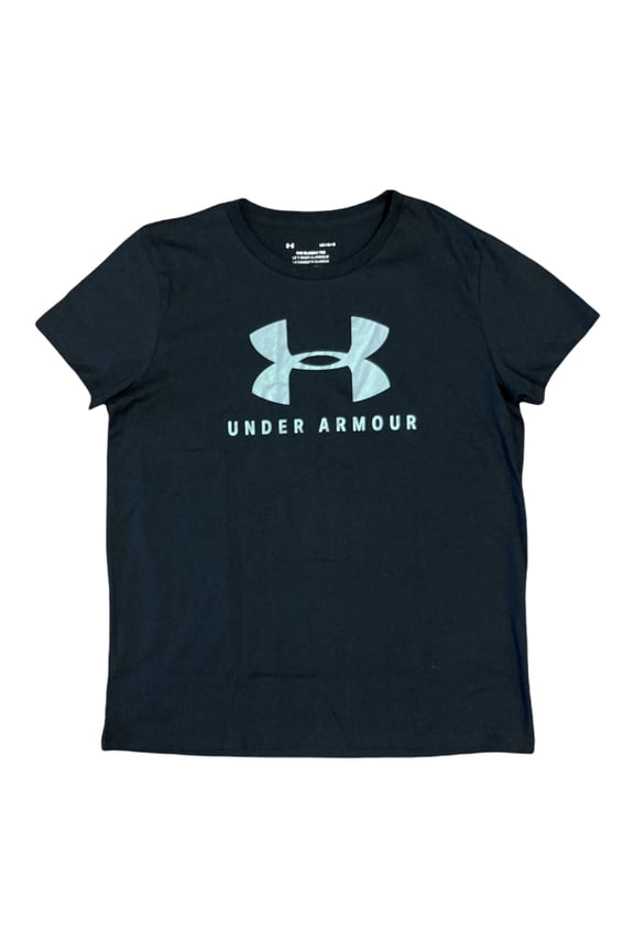 Women's Graphic UA Sportstyle Classic Crew Short Sleeve T-Shirt (Black/Iridescent, S)