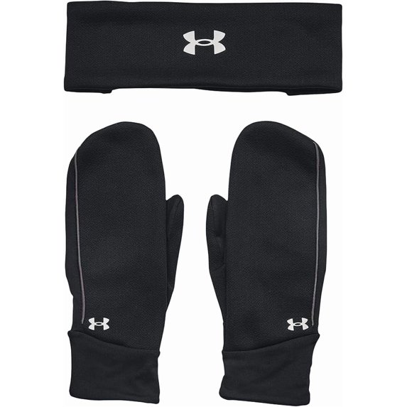 Under Armour Women's Headband & Mittens Set, (001) Black/Jet Gray/Reflective, Small/Medium