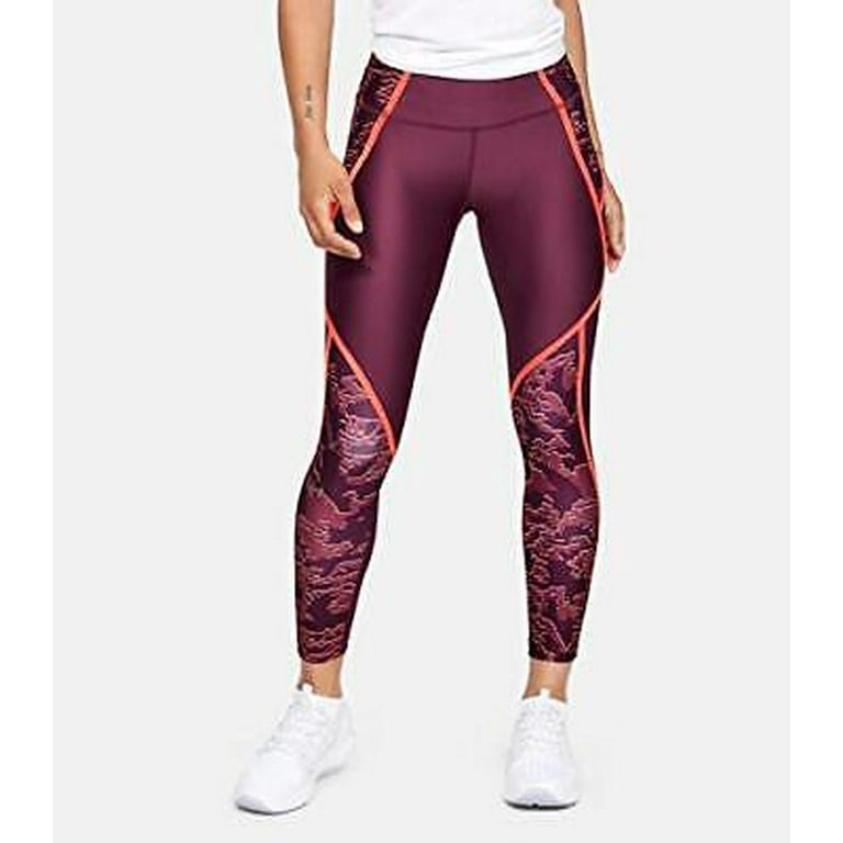 Under Armour UA HeatGear Printed Fitted Running Crop Compression Leggings  Blue S