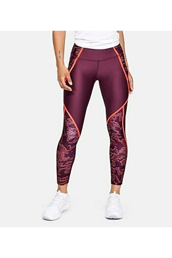 Women's HeatGear Armour Edgelit Print Ankle Crop Leggings L 1348...