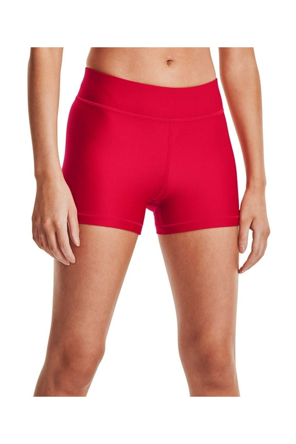 Women's HeatGear Mid Rise 3Γ ¥ Shorts (Red/Black, S)