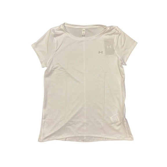 Under Armour Women's HeatGear Short Sleeve Dri Fit Shirt, 1328964 (White/Metallic Silver (100), XXL)