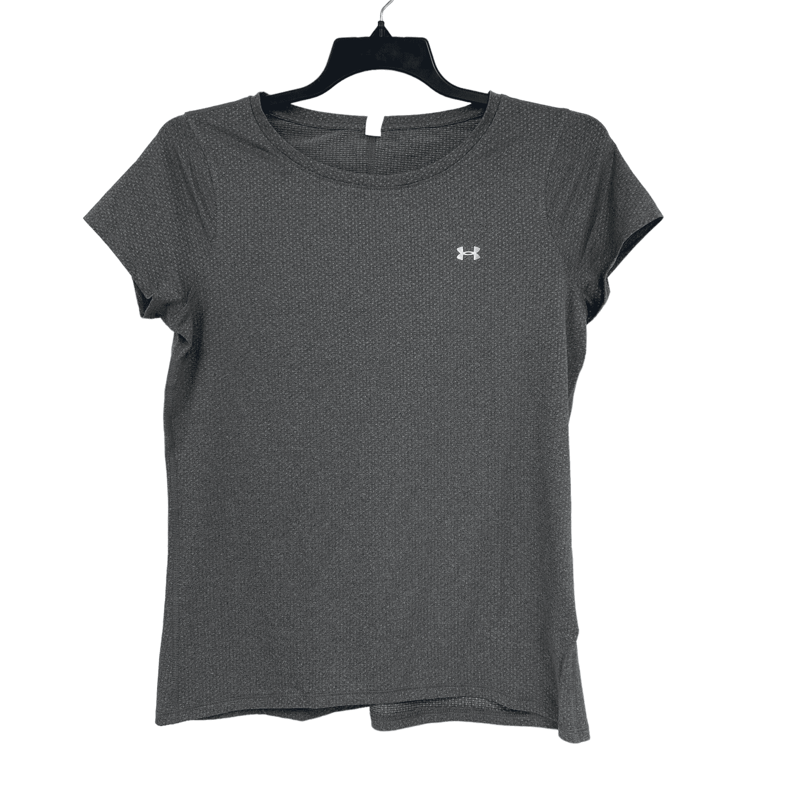 Under Armour Women's HeatGear Short Sleeve Dri Fit Shirt (Grey/Metallic Silver, L)