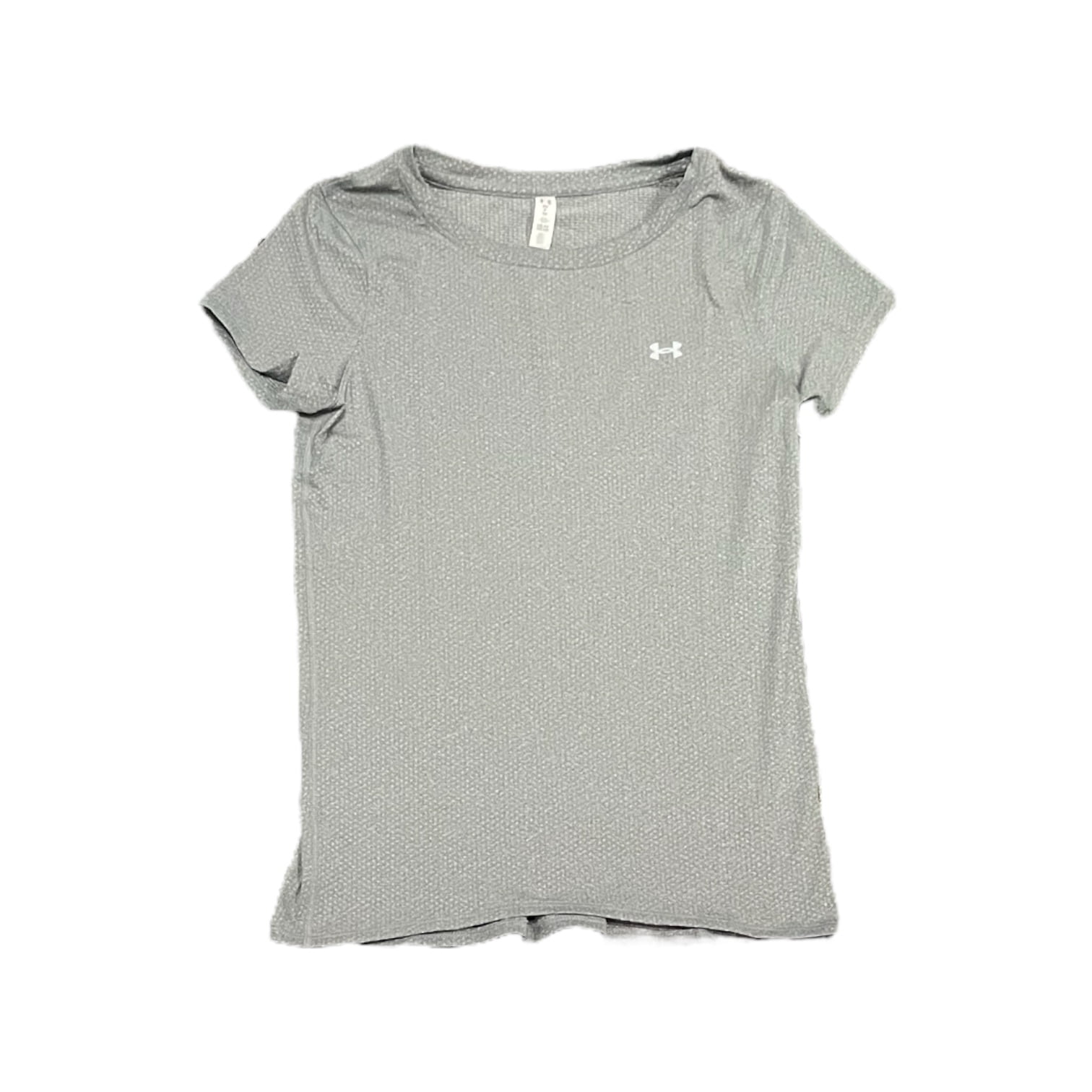 Under Armour Women's HeatGear Short Sleeve Dri Fit Shirt, 1328964 (Grey/Metallic Silver, XL