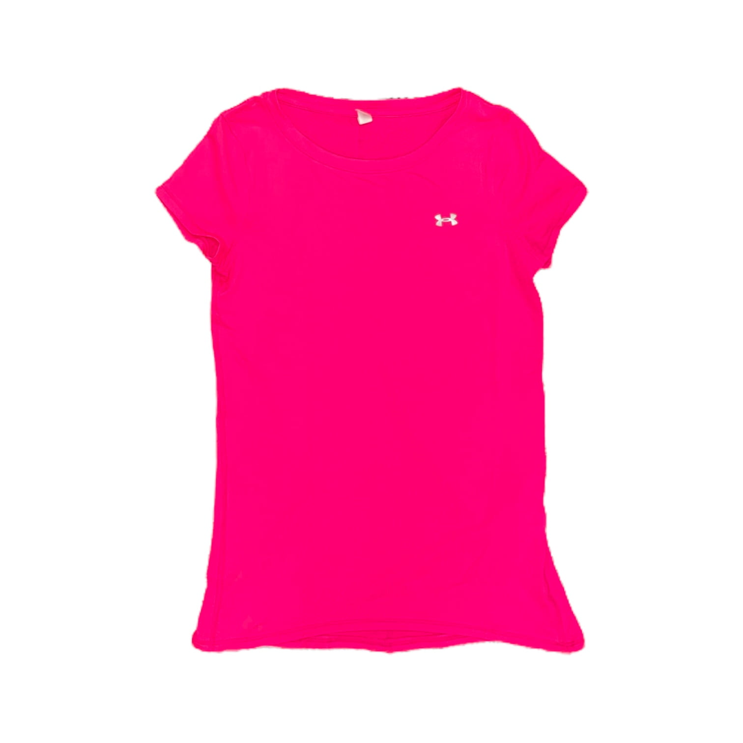 Under Armour Women's HeatGear Short Sleeve Dri Fit Shirt (Pink Shock/Metallic Silver, L