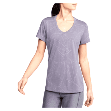 Under Armour Women's HeatGear V-Neck Marble Jacquard Top, Purple Haze, XS