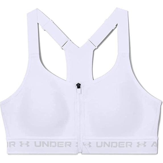 Under Armour Women's High Crossback Zip Sports Bra (White, 38DDD)