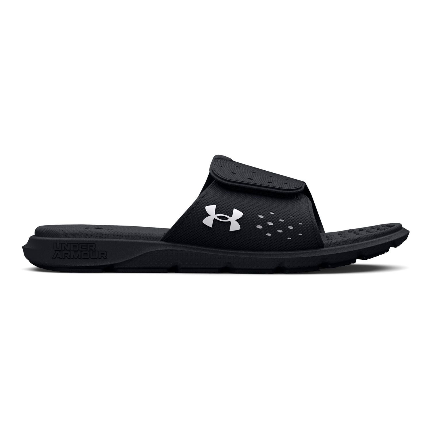 Under Armour Black and White Slide Sandals Under Armour Kids Slides White Black Youth Size 2Y Sandals  main image 4