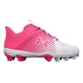 thumbnail image 1 of Under Armour Women's Lightweight & Durable Athletic Baseball Low Rubber Molded Cleat, White/Pink, 1 of 5