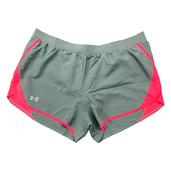 Under Armour Women's Mesh Detail Moisture Wicking Fly-By 2.0 Running Shorts (Grey/Neon Pink, S)