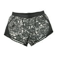 thumbnail image 1 of Under Armour Women's Mesh Detail Moisture Wicking Fly-By 2.0 Running Shorts (Graphic Black/White, XL), 1 of 2