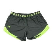 Under Armour Women's Moisture Wicking Play Up 3.0 Gym Shorts, 3" Inseam (Black/Neon Green, XXL)
