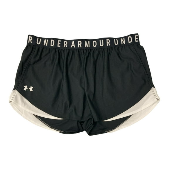 Under Armour Women's Moisture Wicking Play Up 3.0 Gym Shorts, 3" Inseam (Black/White, XXL)