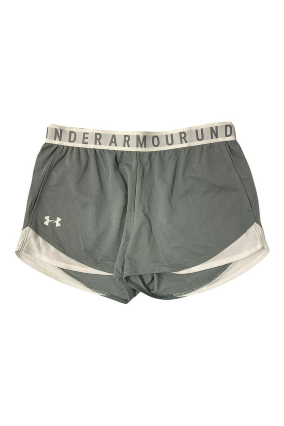 Women's Moisture Wicking Play Up 3.0 Gym Shorts, 3" Inseam (Grey/White, XL)