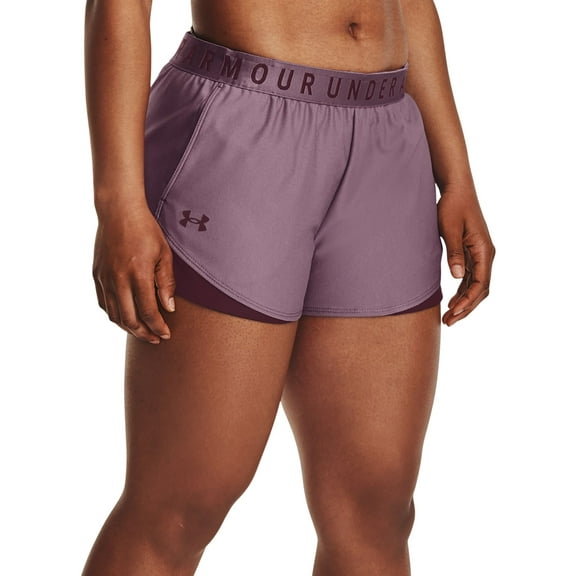 Under Armour Women's Play Up 3.0 3\&q; Shorts (Misty Purp/Dark Maroon, XXL)