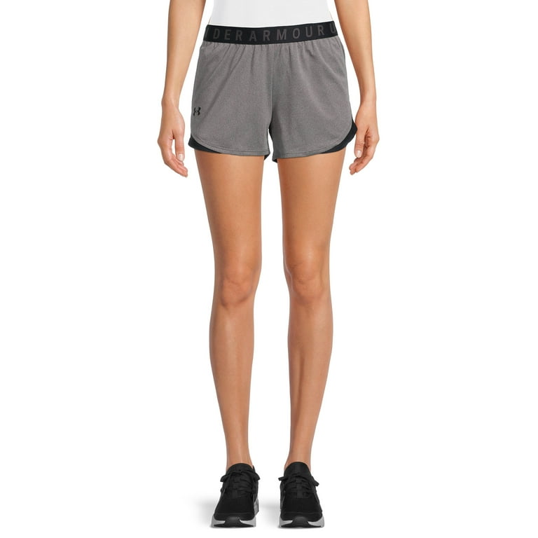Under Armour Women's Moisture Wicking Play Up 3.0 Gym Shorts, 3 Inseam  (Grey/White, XL)