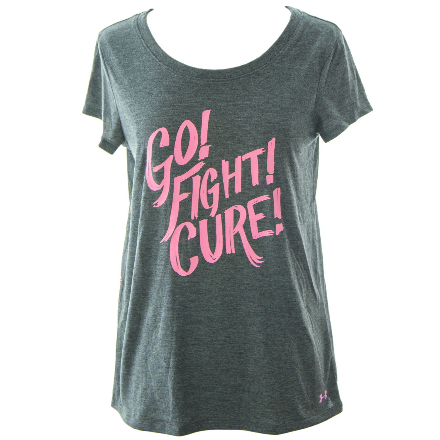Under Armour Women's Power in Pink Go Fight Cure T-Shirt Small Charcoal - image 1 of 2