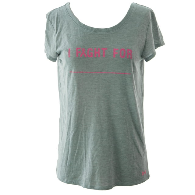 Under Armour Women's Power in Pink "I Fight For" T-Shirt Small Heather Grey