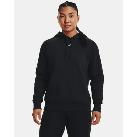 Under Armour Women's Rival Cold Gear Loose Fit V-Neck Hoodie (Black, S)
