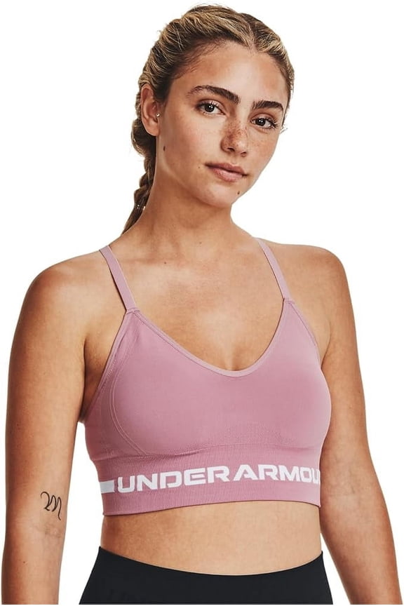 Women's Seamless Low Long Sports Bra, Pink, Small