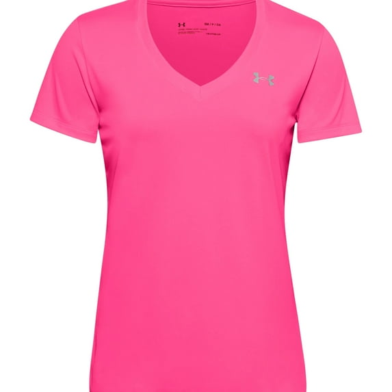 Under Armour Women's Solid Tech V-Neck Shirt Hot Pink MD