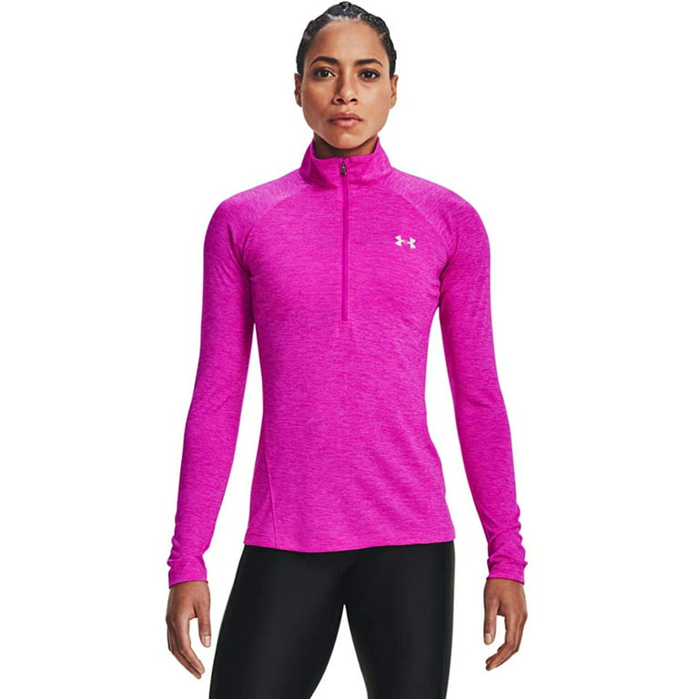 Under Armour Women's Tech Twist 1/2 Zip Long Sleeve Pullover Shirt (Meteor  Pink, XL)
