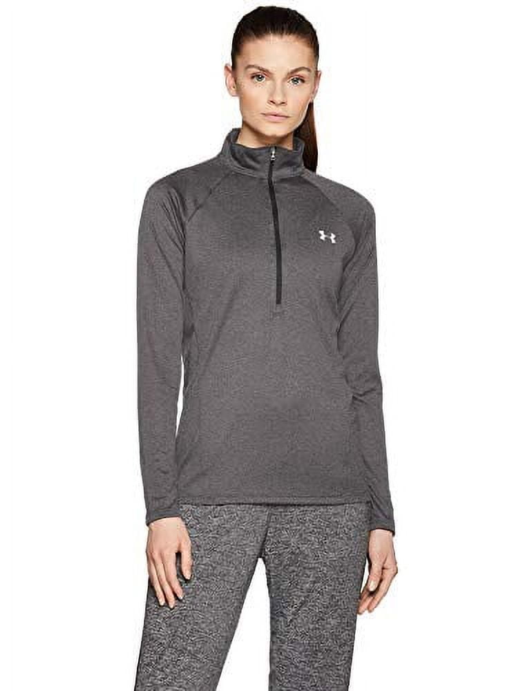 Under Armour Women's Tech ½ Zip Long-Sleeve Pullover , Carbon Heather  (090)/Metallic Silver , Large