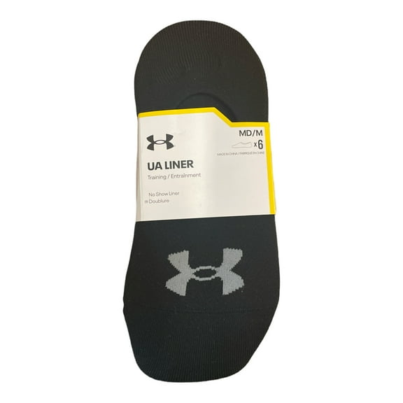 Under Armour Women's UA Breathable Liner No Show Socks, 6 Pairs, Medium (Black/White)