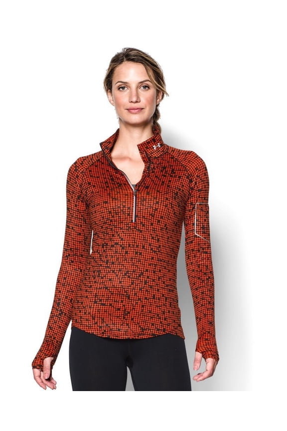 Women's UA Fly Fast Printed 1/2 Zip, Dark Orange/Black/Reflective, XL (US 16)