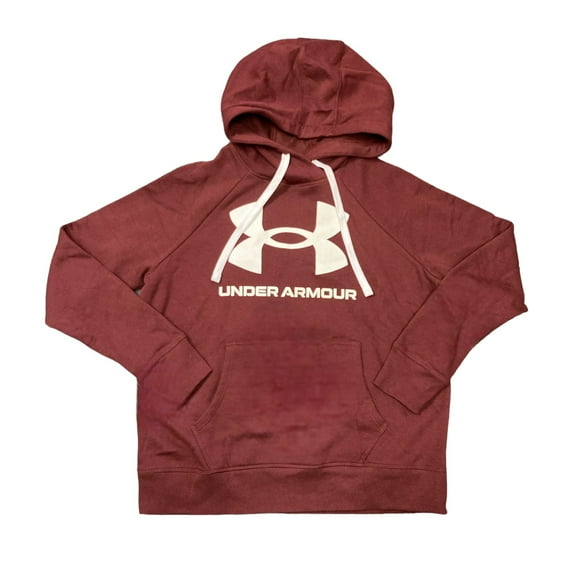 Under Armour Women's UA Rival Fleece Big Logo Pullover Hoodie, 1356318 (Maroon/White, XL)