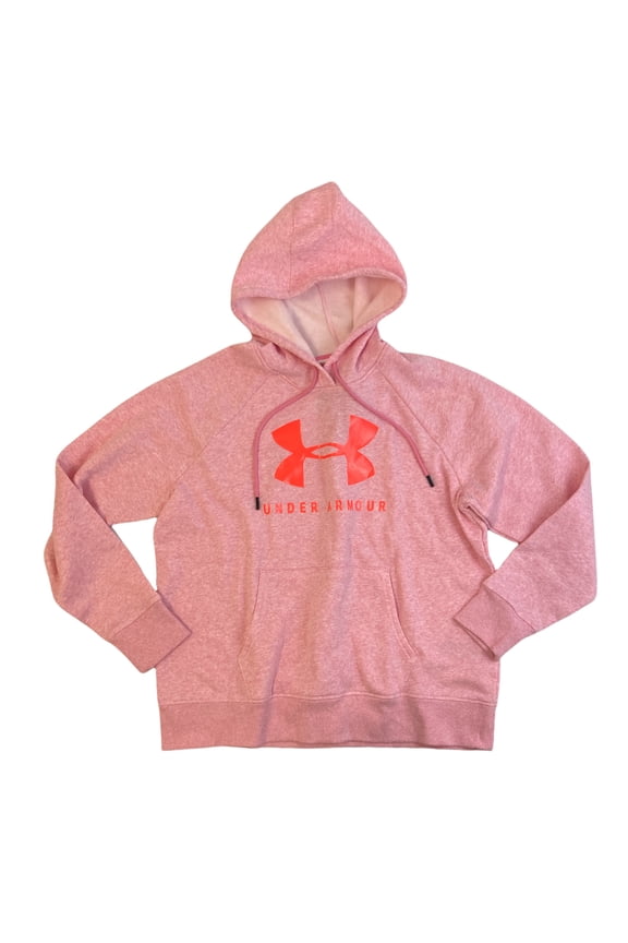 Women's UA Rival Fleece Sportstyle Graphic Pullover Hoodie (Pink Heather, XL)