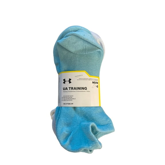 Under Armour Women's UA Training Cotton Blend No Show Socks, 6 Pairs (Blue Haze Assorted)