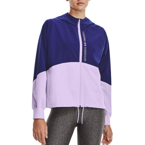 Under Armour Women's Woven Full-Zip Jacket (Sonar Blue, L)
