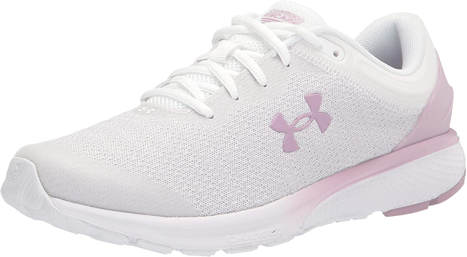 Under Armour Womens Charged Escape 3 Big Logo Running Shoe 12 White  101/Mauve Pink