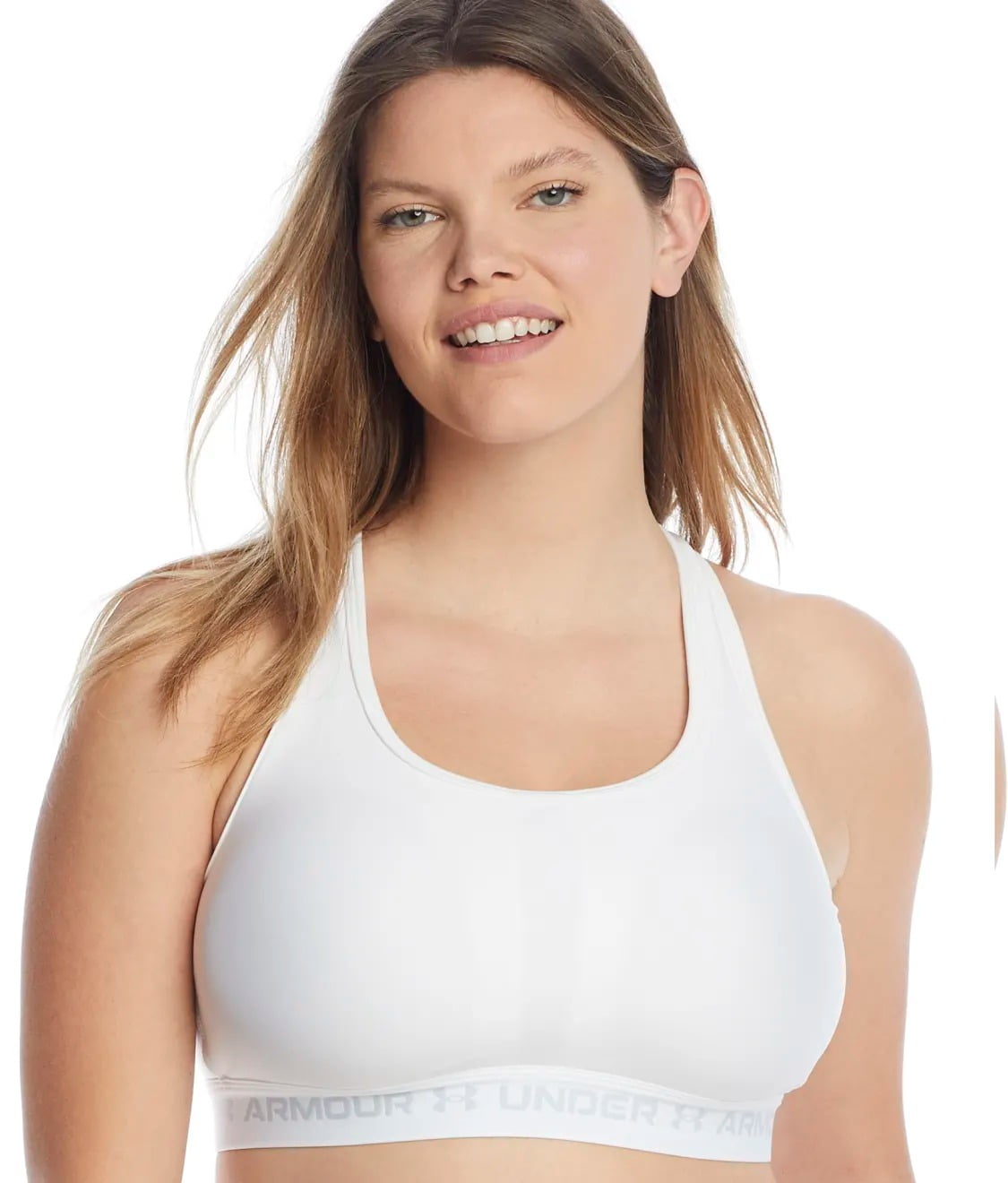 Under Armour Womens Crossback Mid Bra White 100/Halo Gray 1X