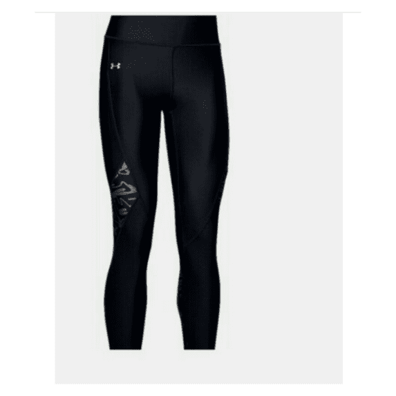 Under Armour Womens HeatGear Ankle Crop Print Inset Leggings black Pockets XL.
