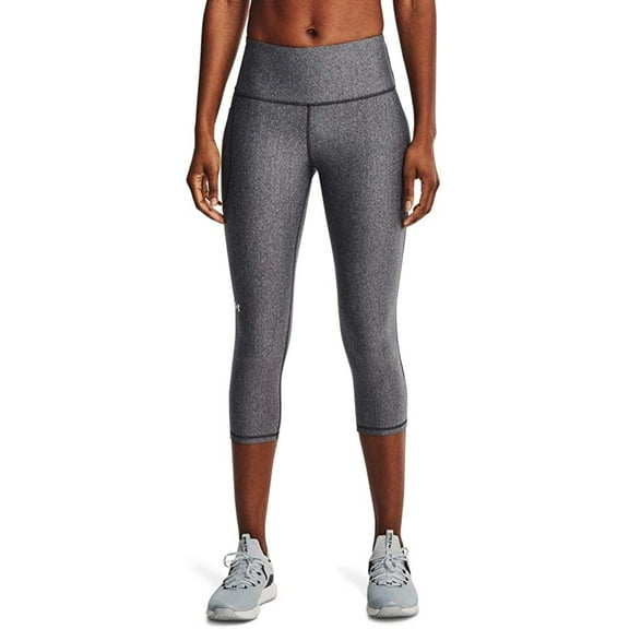 Under Armour Womens HeatGear High Waisted Pocketed Capri Charcoal Light Heather 019/White Large