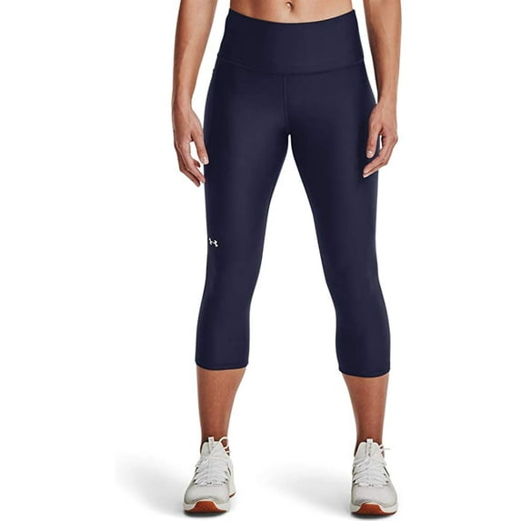 Under Armour Womens HeatGear High Waisted Pocketed Capri Midnight Navy 410/White X-Small