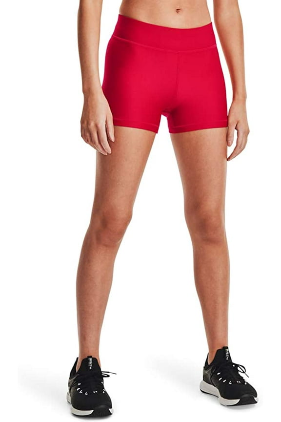 Womens HeatGear Mid Rise Shorty Red 600/Black Large