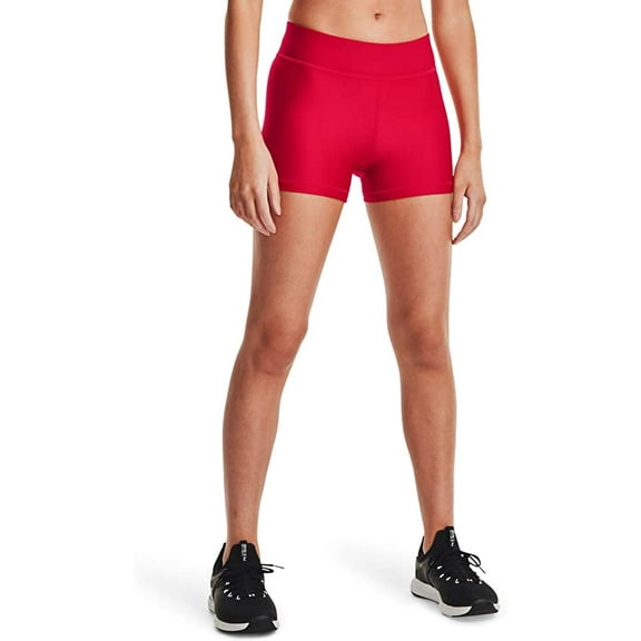 Under Armour Womens HeatGear Mid Rise Shorty Red 600/Black X-Small