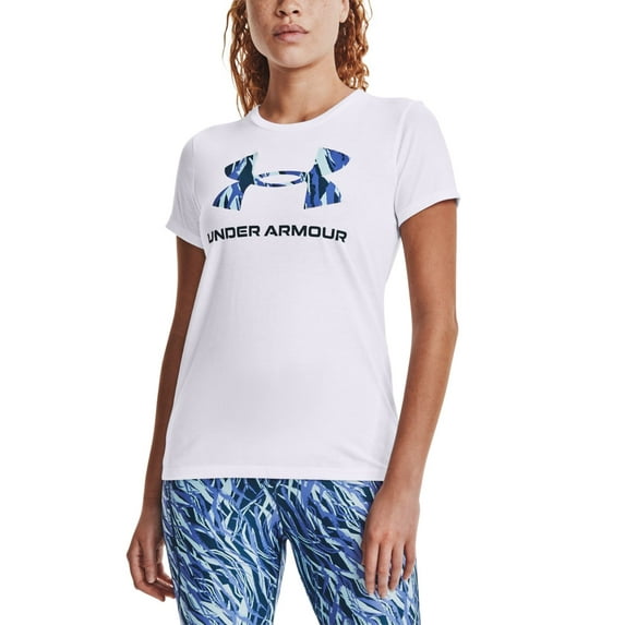 Under Armour Womens Live Sportstyle T-Shirt,White Dark Cyan Breeze,Small