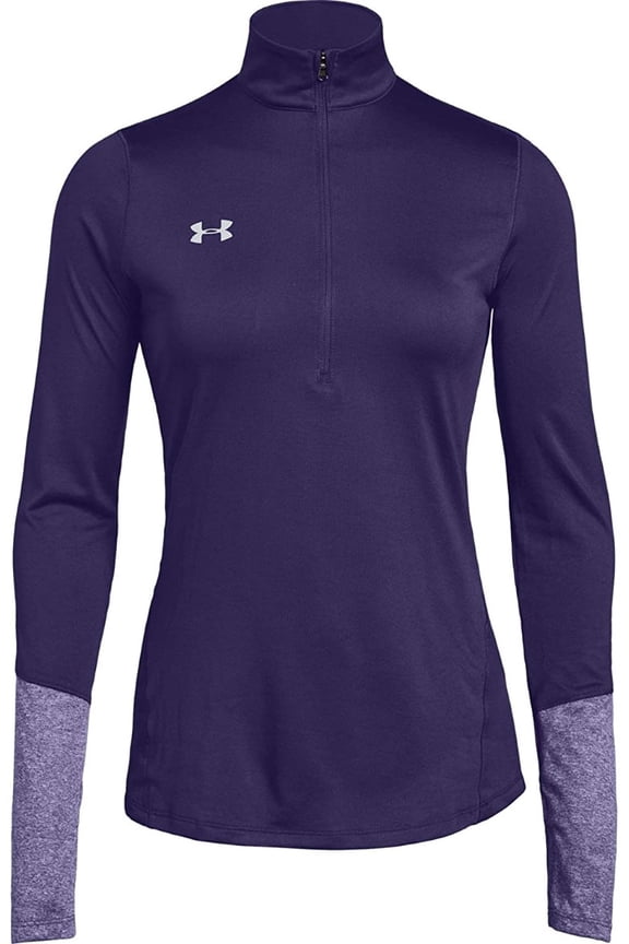 Womens Loose Locker 1/2 Zip Purple Long-Sleeve T-Shirt (XS)