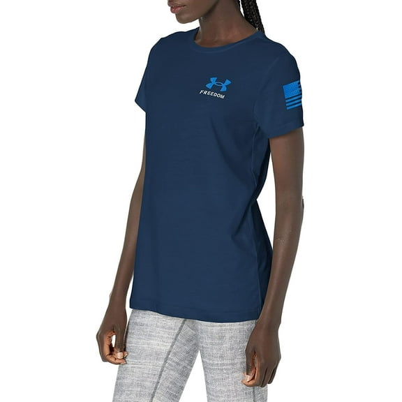 Under Armour Womens New Freedom Banner T-Shirt, Academy Blue (408)/Royal, Large