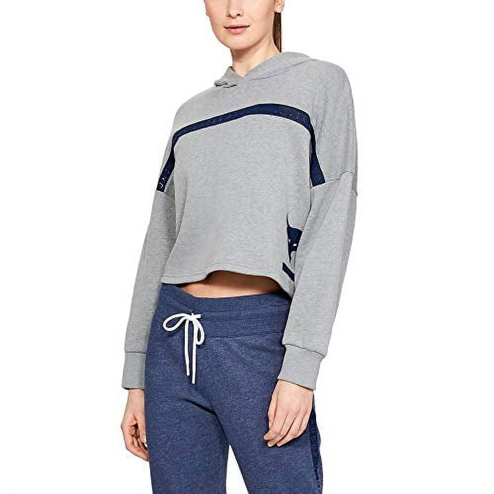 Under Armour Womens Project Rock Taped Fleece Gray XL Sweatshirt