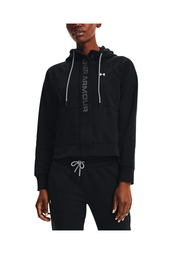 Womens Rival Fleece Mesh-Trim Zip Hoodie,Black/White,X-Small